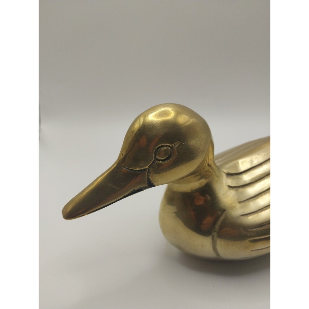 Vintage MCM Heavy Brass Duck Figurine 10” Long- EUC - Picture 3 of 14